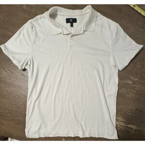 Banana Republic Men Large Polo Lux Touch Optic White TALL LONG Preppy